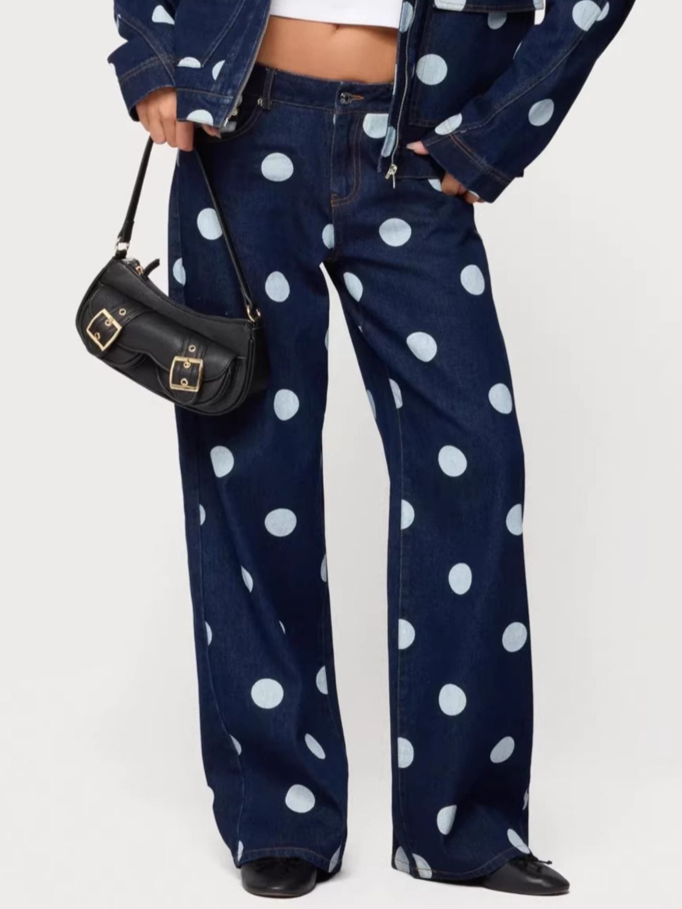 Polka Dot Wide Leg Jeans