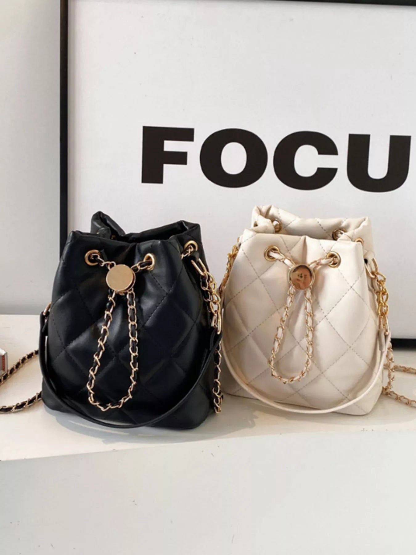 Bucket Crossbody Bag with Chain