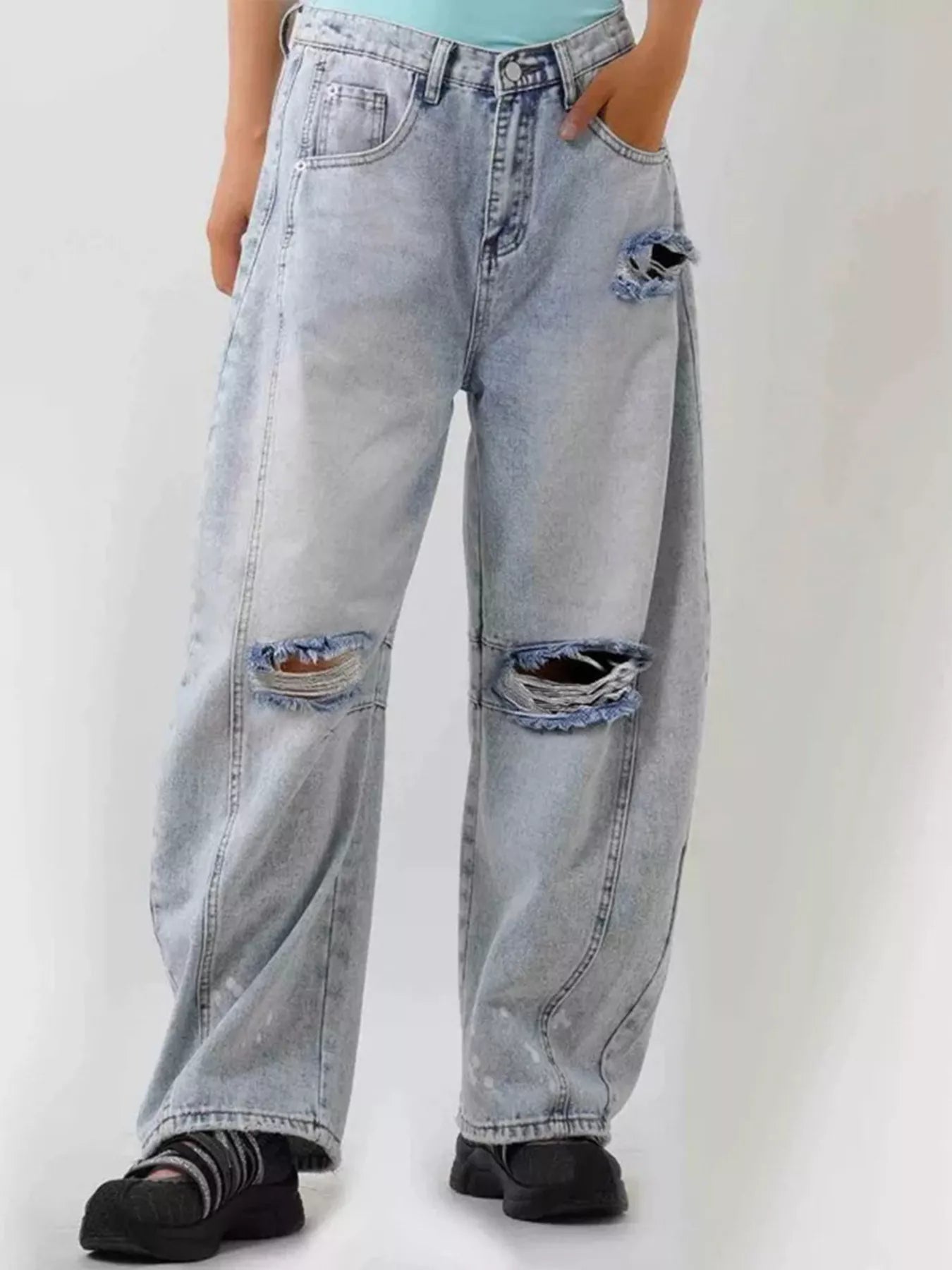 Distressed Wide Leg Jeans
